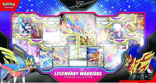 Pokemon TCG: Legendary Warriors Premium Collection Box, Zacian Zamazemta Promos, Gift for Kids, 14 Booster Packs from Sword & Shield